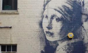 Banksy woman with pearl earring hot sale